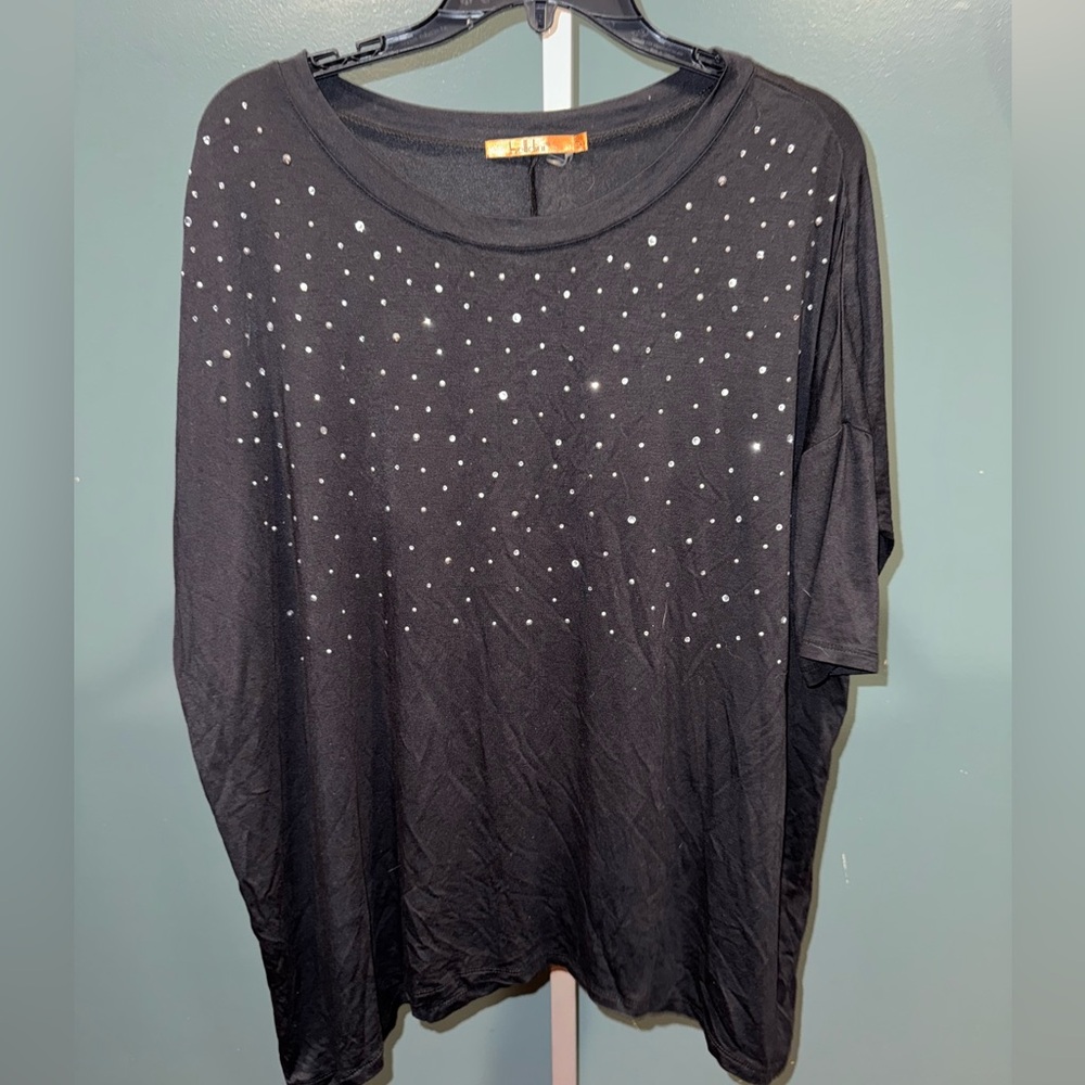 Bellini Black Studded Short Sleeve Top